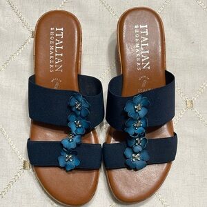 Italian Shoemakers Blue Floral Sandals
